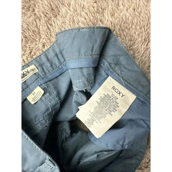 Roxy Shorts Womens Cheeky Chino Hot Pants Mid Rise Cuffed Blue - Picture 10 of 16